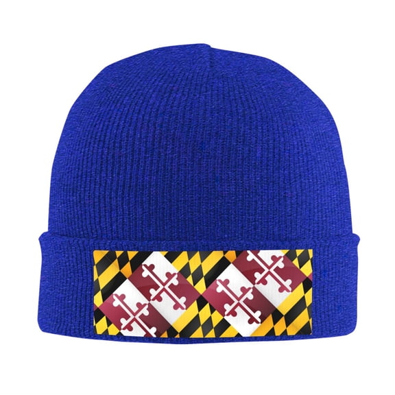 Flag Of Maryland Beanie Hat Knit Hat Skull Cap for Men Women Winter Hat Blue