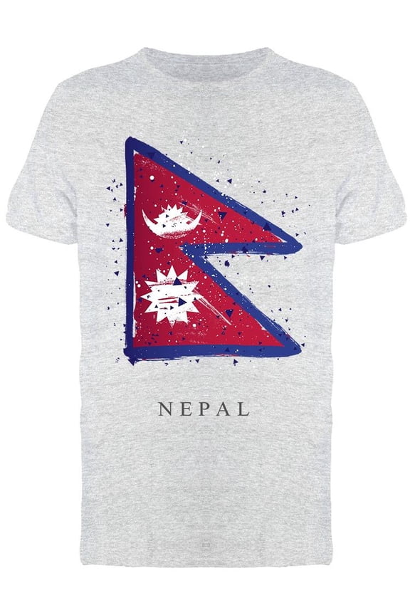 Flag Of Nepal Brush Strokes Tee Men's -Image by Shutterstock