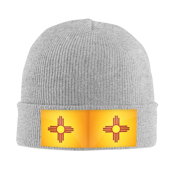 Flag Of-New-Mexico Beanie Hat Knit Hat Skull Cap for Men Women Winter Hat Gray