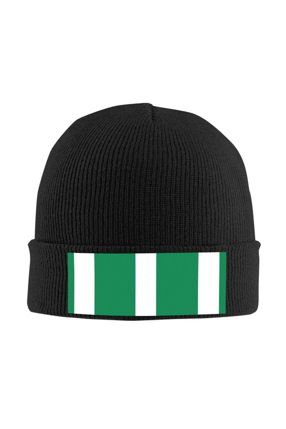 Flag Of Nigeria Beanie Hat Men Women Warm Printed Cap Knit Beanies Hats Outdoor Winter Black