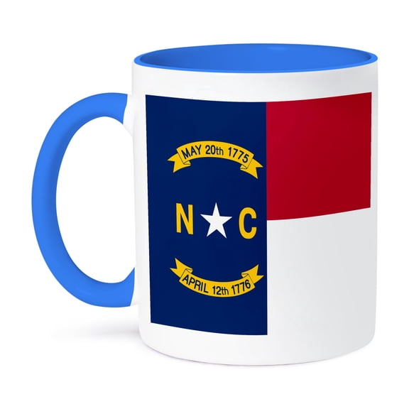 3dRose, Flag of North Carolina NC - US American United State of America USA - Red white blue - great seal, 11oz Two-Tone Blue Mug