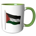 thumbnail image 1 of 3drose, Flag of Palestine on a Flag Pole Over White Palestinian, 11oz Two-tone Green Mug, 1 of 6