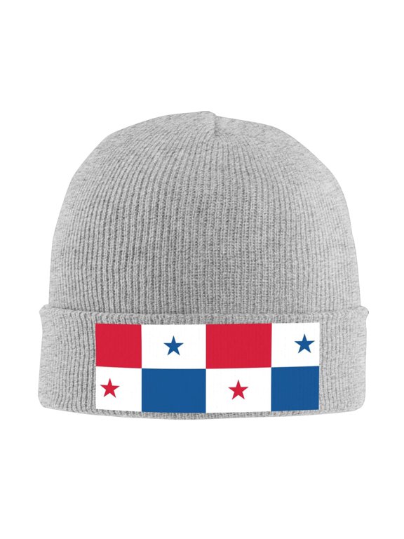 Flag Of Panama Beanie Hat Knit Hat Skull Cap for Men Women Winter Hat Gray