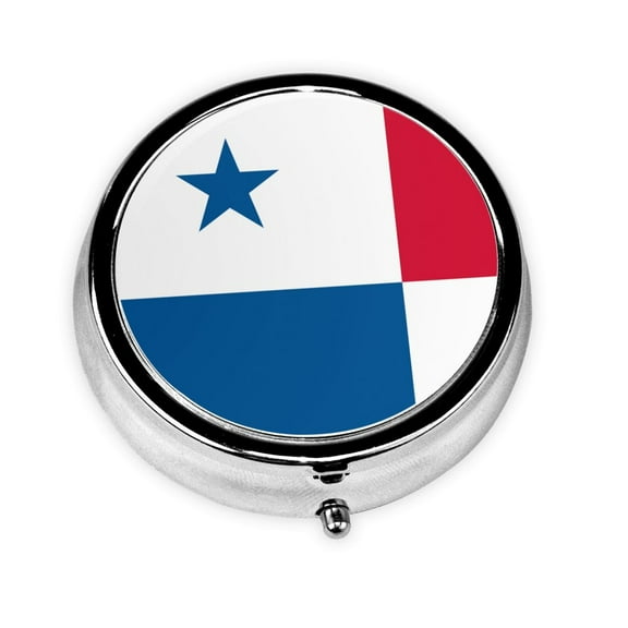 Flag Of Panama Pill Case Pill Box Round 3 Compartment Small Pill Organizer For Purse Or Pocket Small Roud Pill Box