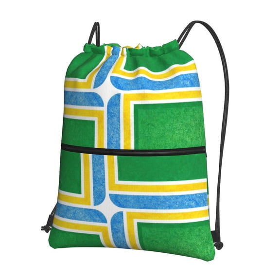 Flag Of Portland Oregon Drawstring Backpack Water Resistant String Bag Sports Sackpack Gym Sack For Men Women