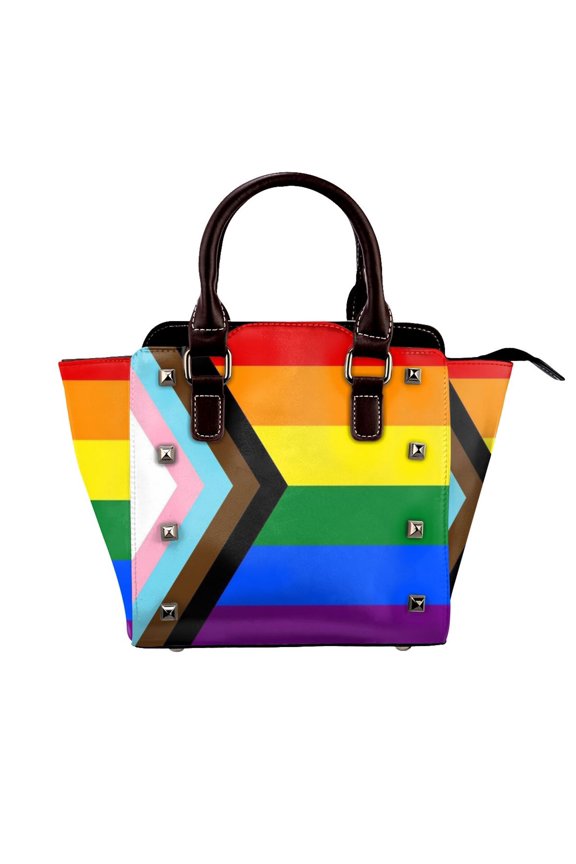 Flag Of Progressive Pride Rivet Fashion One-Shoulder Women's Handbag Tote Bag