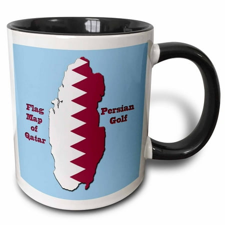 3drose, Flag of Qatar Map, 11oz Two-tone Black Mug