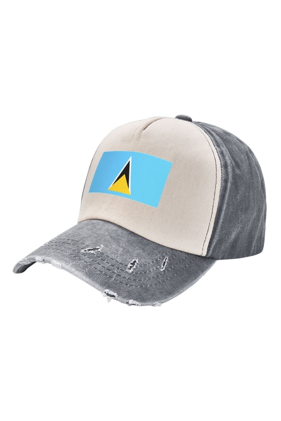 Flag Of Saint Lucia Baseball Cap Distressed Adjustable Vintage Cotton Denim Hat for Women Men