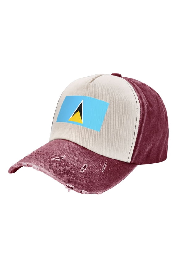 Flag Of Saint Lucia Baseball Cap Distressed Adjustable Vintage Cotton Denim Hat for Women Men
