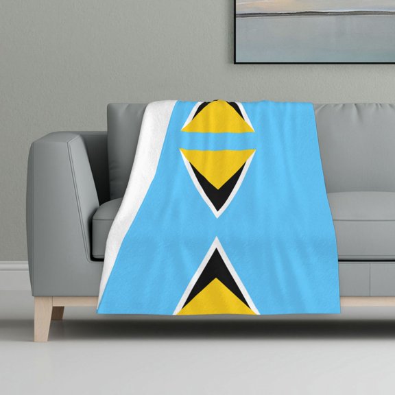 Flag Of Saint Lucia Print Blanket Warm Plush Throw Blanket Soft Flannel Lightweight Throw Blankets 32"X48"