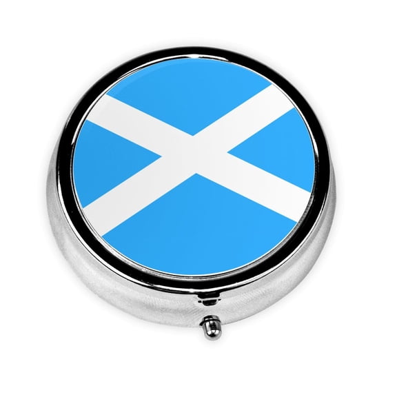 Flag Of Scotland Round Portable Pill Box Organizer Vitamin Containers Perfect For Traveling