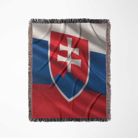 Flag Of Slovakia Waving In The Wind, Woven Blanket