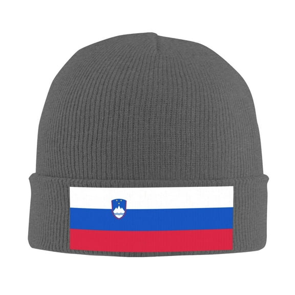 Flag Of Slovenia Winter Beanie Hats for Men Women Warm Cozy Knitted Cuffed Skull Cap Deep Heather