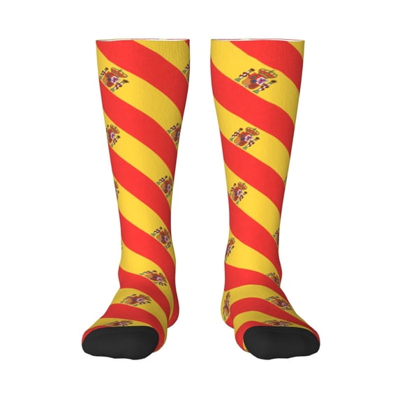 Flag Of Spain Knee High Socks for Women Long Leg Warmers Socks
