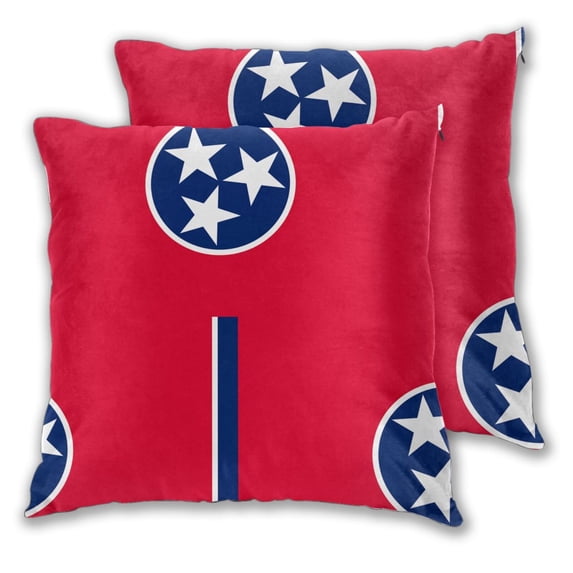 Flag Of Tennessee Couch Square Decorative Throw Pillow Covers Set of 2 for Sofa Bed Cushion Covers Home Decor 20"x20"