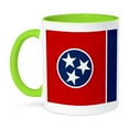 thumbnail image 1 of 3dRose, Flag of Tennessee TN - US American United State of America USA - red blue circle 3 white stars, 11oz Two-Tone Green Mug, 1 of 7