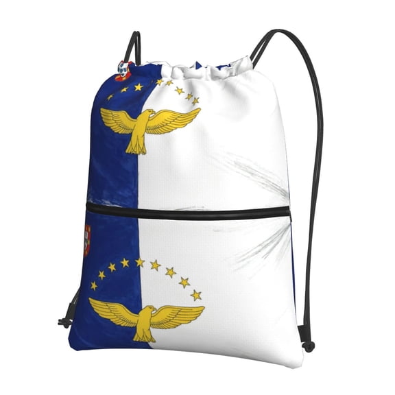 Flag Of The Azores Drawstring Backpack Bag Water Resistant Yoga Shopping Cinch Bag Sackpack For Men Women