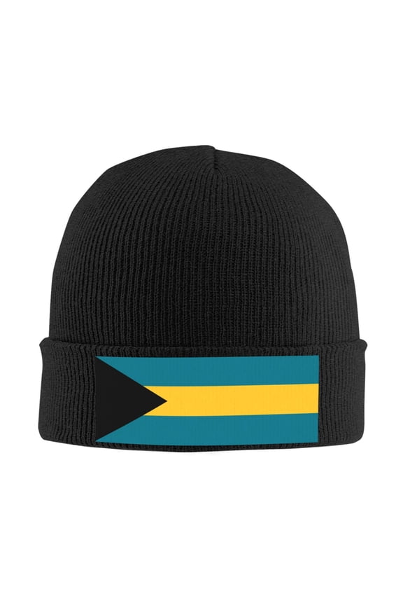 Flag Of The Bahamas Beanie Hat Men Women Warm Printed Cap Knit Beanies Hats Outdoor Winter Black