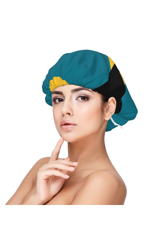 Flag Of The Bahamas Sleep Cap Satin Bonnet Sleeping Hat Soft Elastic Night Hair Cover For Women