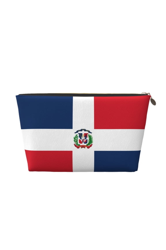 Flag Of The Dominican Republic Purse Organizer Handbags Totes Leather Zipper Printing Bag For Women Travel Toiletry Bag