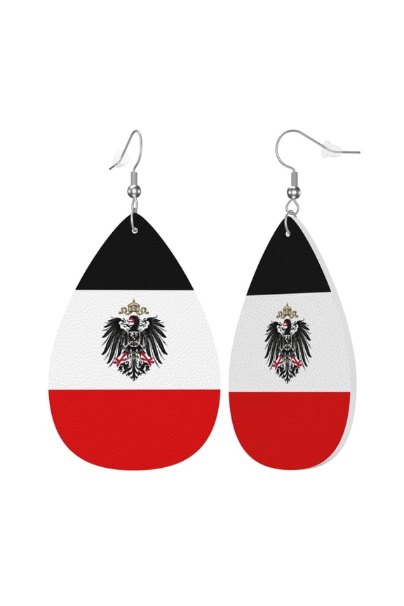 Flag Of The German Empire Leather Teardrop Earring Lightweight Drop Earrings For Women