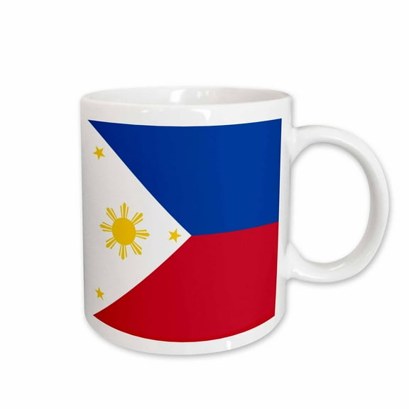 3drose, Flag of the Philippines Filipino Blue Red White with Golden Yellow Sun and Stars Pambansang Watawat, 11oz Mug