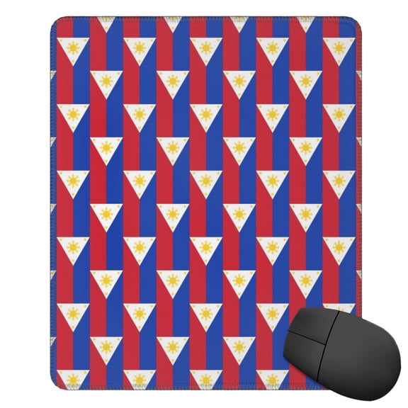 Flag Of The Philippines Square Mousepad With Stitched Edges Mouse Mat For Gaming Office Laptop Computer Men Women 11.8"X19.8"