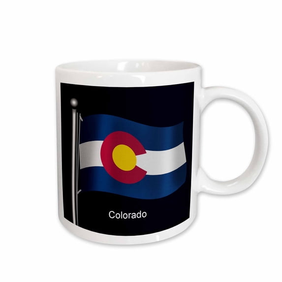 3drose, Flag of the State of Colorado Waving on a Dark Blue Background, 15oz Mug