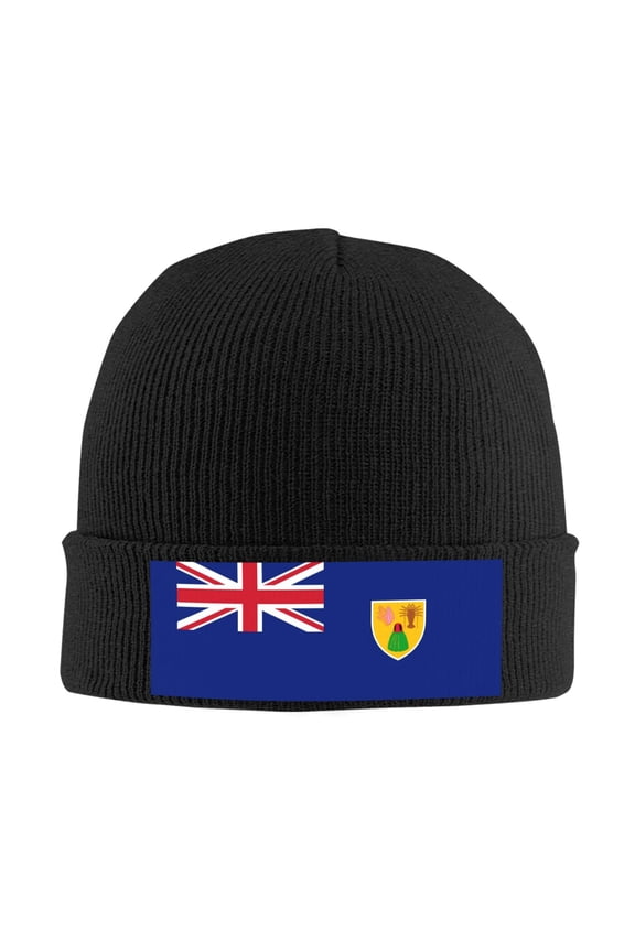 Flag Of The Turks And Caicos Island Beanie Hat Men Women Warm Printed Cap Knit Beanies Hats Outdoor Winter Black