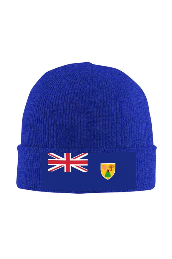 Flag Of The Turks And Caicos Island Beanie Hat Men Women Warm Printed Cap Knit Beanies Hats Outdoor Winter Blue