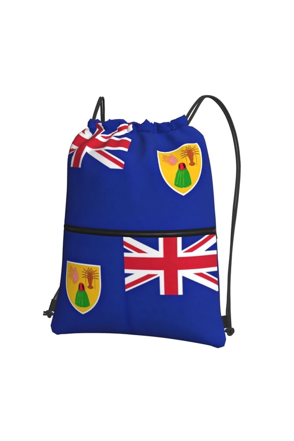 Flag Of The Turks And Caicos Island Drawstring Backpack Water Resistant String Bag Sports Sackpack Gym Sack For Men Women