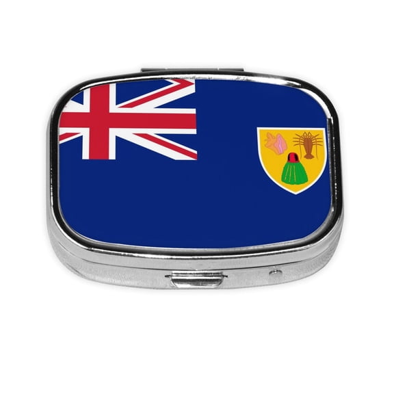 Flag Of The Turks And Caicos Island Small Pill Case For Pockets & Purses 2 Compartment Travel Medicine Organizer