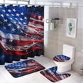 thumbnail image 1 of Flag Of The United States 4 Piece Shower Curtain Sets, with Non-Slip Rugs, Toilet Lid Cover And Bath Mat, for Bathroom Decor Set, 1 of 8