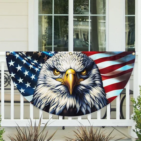 Flag Patriotic Eagle Non-Pleated Fan Flag TQN2902FL, 1.5x3 ft, 1 Pack Suitabl...