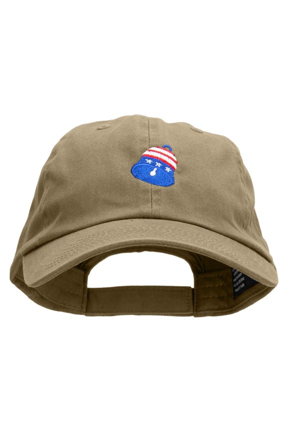 Flag Pattern Bell Embroidered Low Profile Dyed Cotton Twill Cap - Khaki OSFM
