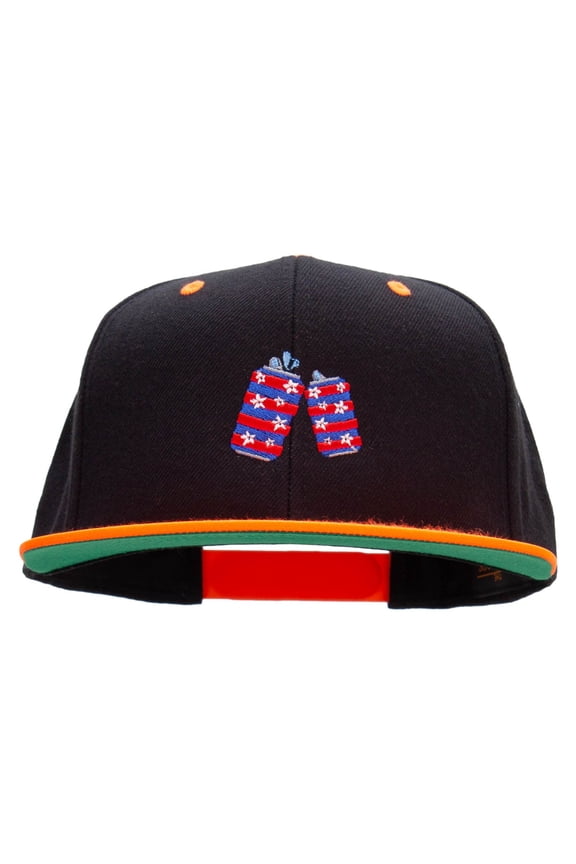 Flag Pattern Soda Embroidered Wool Blend 2 Tone Classic Snapback - Black Orange OSFM