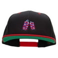thumbnail image 1 of Flag Pattern Soda Embroidered Wool Blend 2 Tone Classic Snapback - Black Red OSFM, 1 of 5
