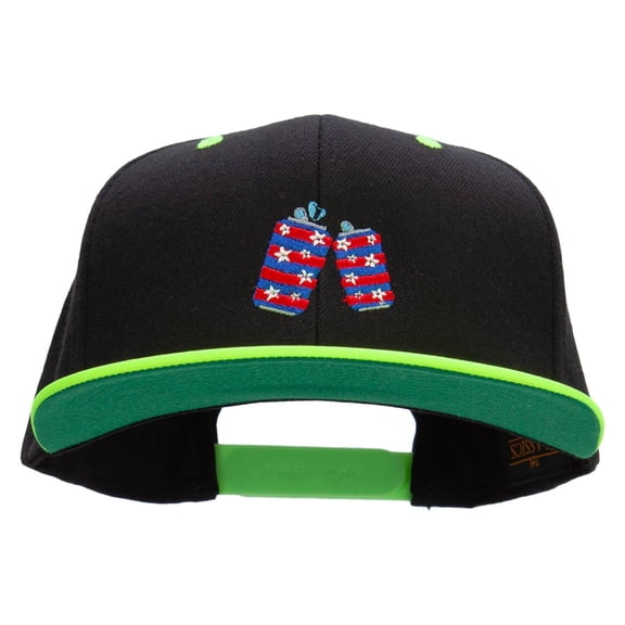 Flag Pattern Soda Embroidered Wool Blend 2 Tone Classic Snapback - Black Yellow OSFM