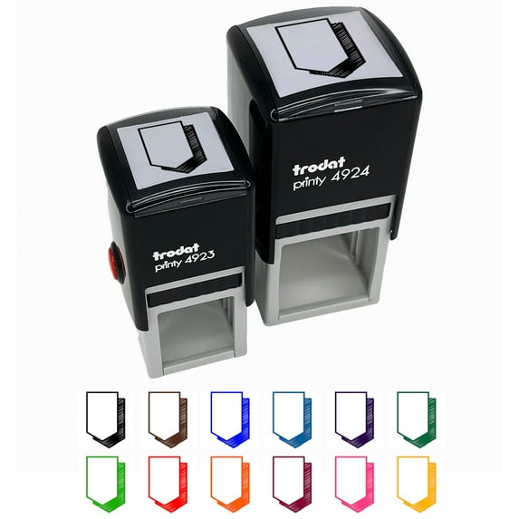 Flag Pennant Doodle Drop Shadow Self-Inking Rubber Stamp Ink Stamper - Red Ink - Small 1 Inch