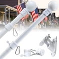 thumbnail image 1 of Flag Pole, 6 FT-2PACK Flag Pole Kit for House, 2 No-Tangle Rings Clips, Flag Holder Bracket, Stainless Steel, White, 1 of 6