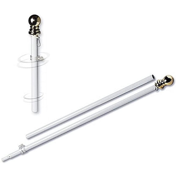 Grace Alley Flag Pole: 6 Foot Tangle Free Spinning Pole. Residential or Commercial Wind Resistant/Rust Free. (White)