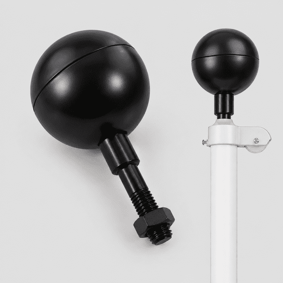 Flag Pole Ball Topper for Outdoor, Black Flagpole Ball Topper Finial Replacement Weatherproof Flagpole Accessories Parts