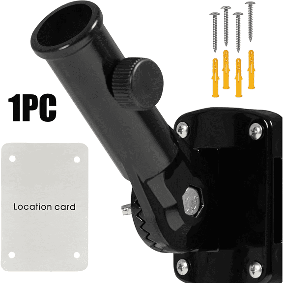 Flag Pole Holder Adjustable, Flag Pole Bracket for Outside House Heavy Duty Aluminum, Multi-Position Flag Pole Mounting Bracket Rust Free with Hardwares, 1" Inner Diameter (Black- 1 Pack)