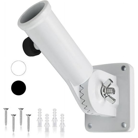 Flag Pole Holder for Outside House, Adjustable Flag Pole Mount, Metal Flag Holder for Outside, Multi-Position Aluminum Flag Pole Bracket, Stainless Hardware, High Wind Resistance, 1 Inch White