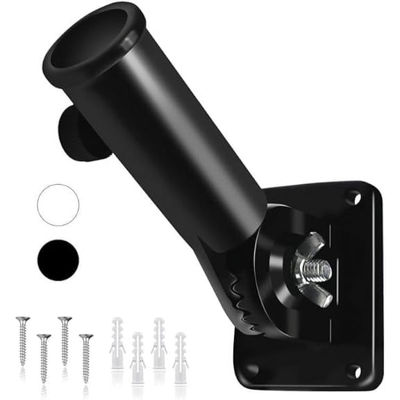 Flag Pole Holder for Outside House, Adjustable Flag Pole Mount, Metal Flag Holder for Outside, Multi-Position Aluminum Flag Pole Bracket, Stainless Hardware, High Wind Resistance, 1 Inch Black