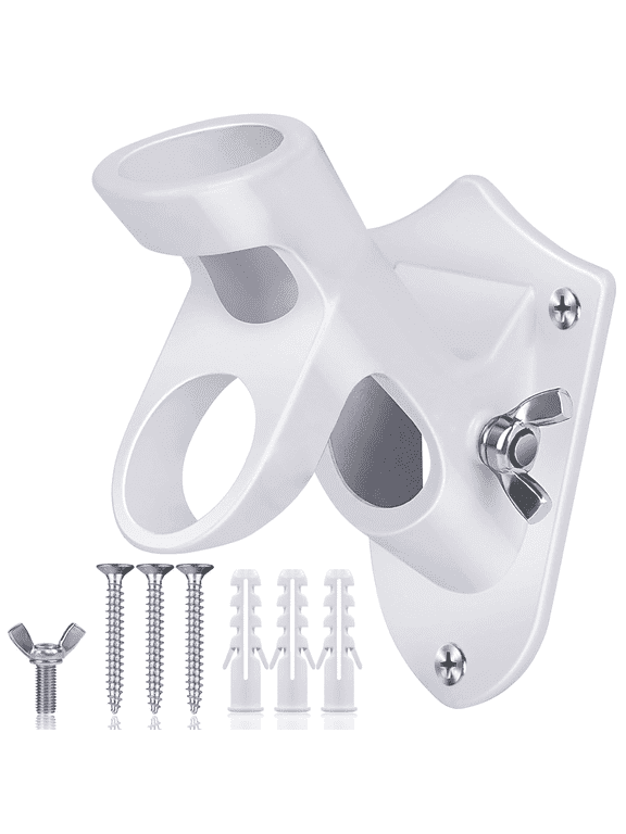 Flag Pole Holder for Outside House, Flag Holder for Outside, Heavy Duty Flag Pole Mounting Bracket 2-Position, Aluminum Rust Free Coated, 1" (White)