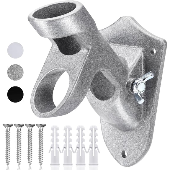 Flag Pole Holder for Outside House, Heavy Duty Aluminum Flag Holder & Flag Pole Mounting Bracket, Rust Free Wall Mount Flag Bracket with Stainless Hardware, Fits 1” Flag Pole (Silver-1Pack)