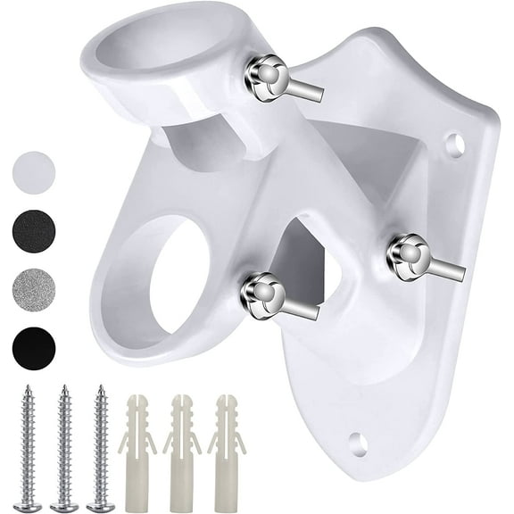 Flag Pole Holder for Outside House, Heavy Duty Flag Pole Mounting Bracket, Aluminum Metal Flagpole Mount with Stainless Hardware for Outdoor, Rust Free, 1" Inner Diameter (White-1Pack)