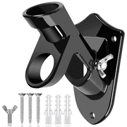 Flag Pole Holder, Two-Position Mounting Bracket for Outside House, Cast Aluminum Mount Rust Free Coated, All Weather Display, 1" Inner Diameter (Black)
