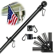 Flag Pole for House,6 FT Heavy Duty Tangle Free Pole Kit for House with Bracket, Stainless Steel Outdoor Flag Poles for 2x3, 3x5, 4x6 American Flag Use for Backyard, Garden, Yard, Porch